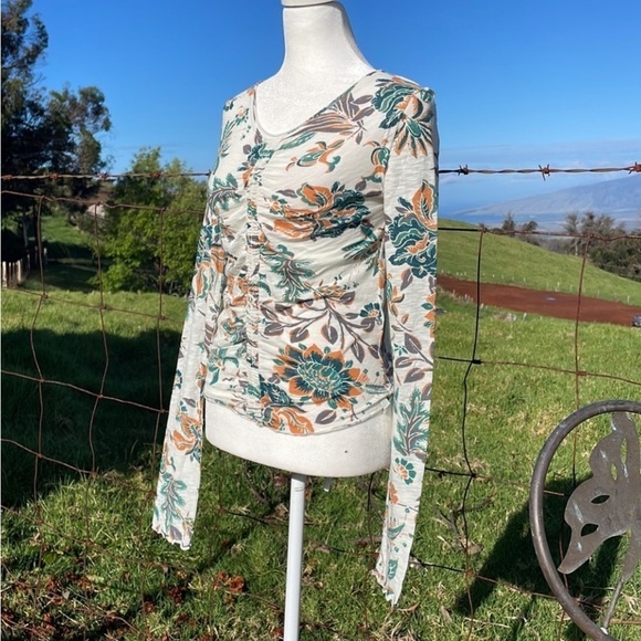 NWT FREE PEOPLE DREAMED OF YOU Long Sleeve TEE TEAL XS - Picture 4 of 7